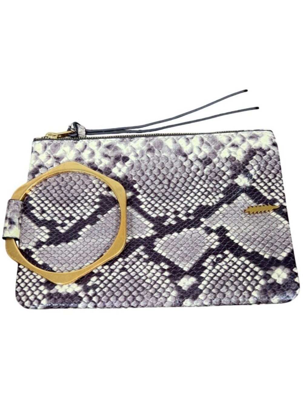 THACKER Nolita Clutch Snake Embossed Leather w/Bronze Hardware NWOT